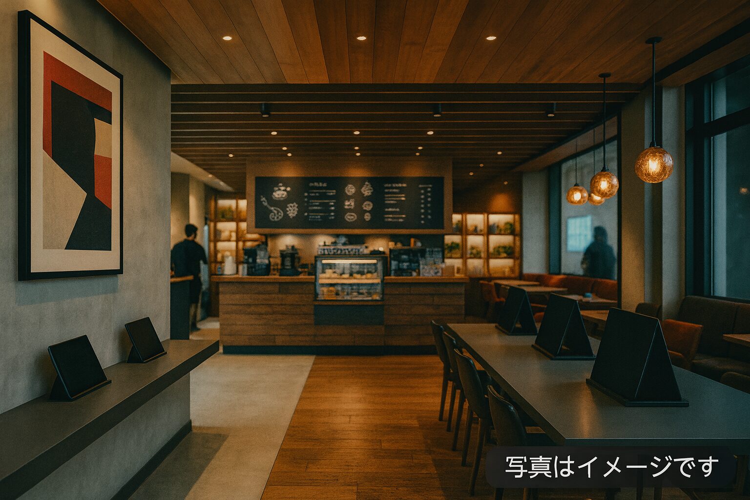 仙台で勉強しやすいカフェ BLUE LEAF CAFE 仙台の客席（高天井・広いテーブル・電源あり）