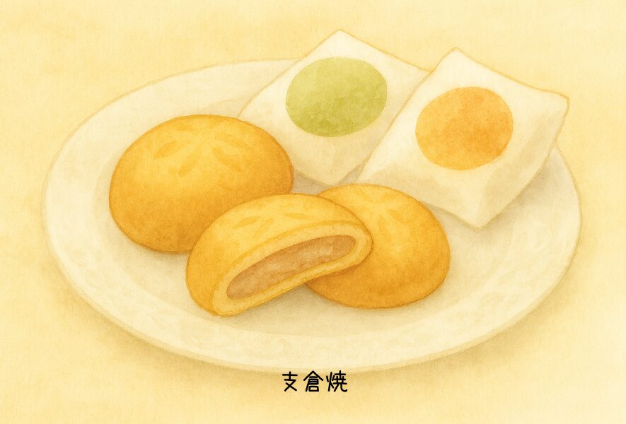 支倉焼 白あんとくるみ入りの焼き菓子。判押しが上品
