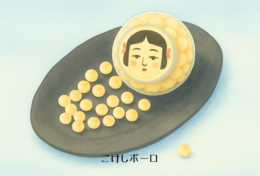 こけしボーロ こけしデザインの丸いケース入りボーロ