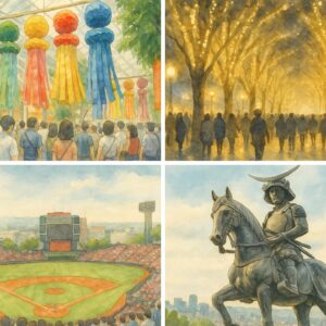 仙台七夕まつりや光のページェントなど年間イベントのイメージ