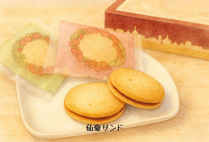 仙臺サンド ずんだと仙台いちごの2種。レトロな箱がかわいい
