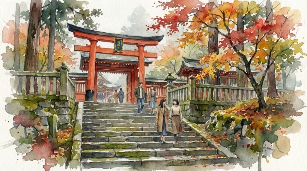 仙台東照宮の随身門と参道