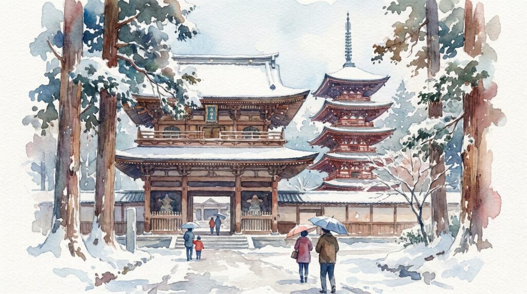 定義如来 西方寺の山門と五重塔