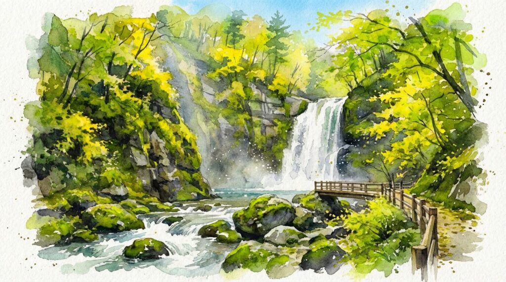 秋保大滝の風景(季節ごとに表情が変わる滝)