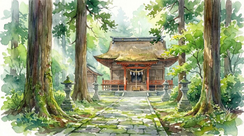 青葉神社の社殿と参道(北仙台)