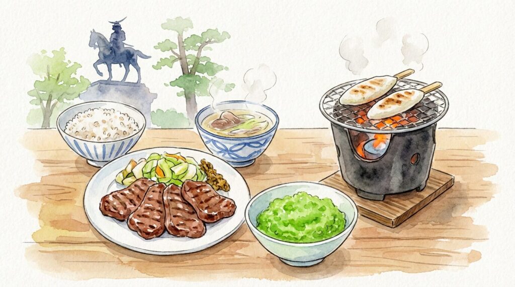 仙台の牛たん・ずんだ・笹かまなど三大名物のイメージ写真