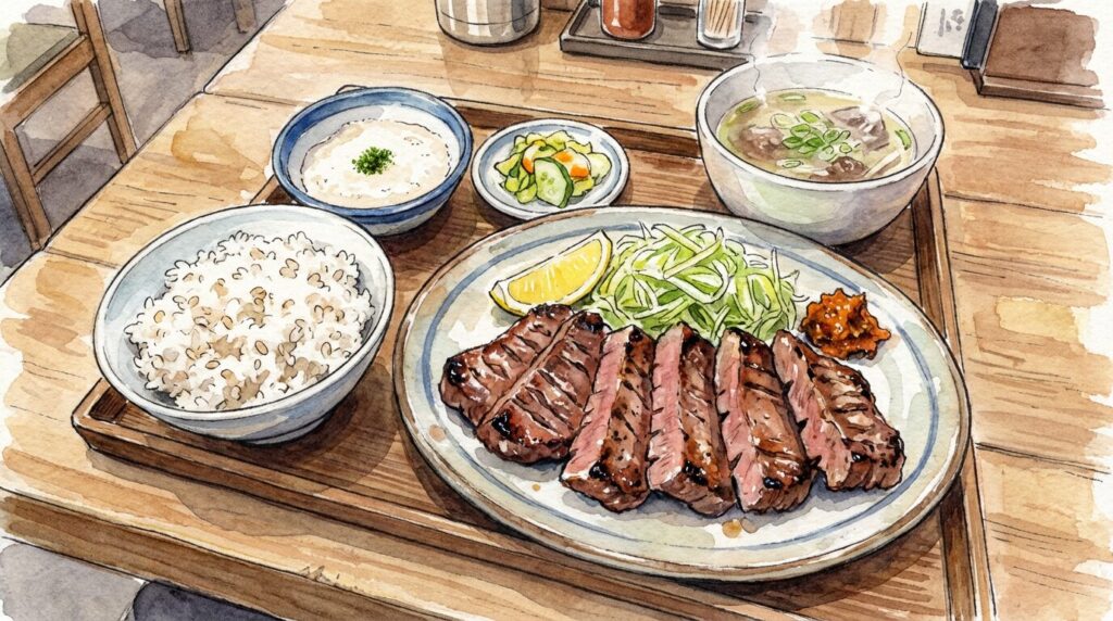 仙台名物の牛たん焼きと定食イメージ