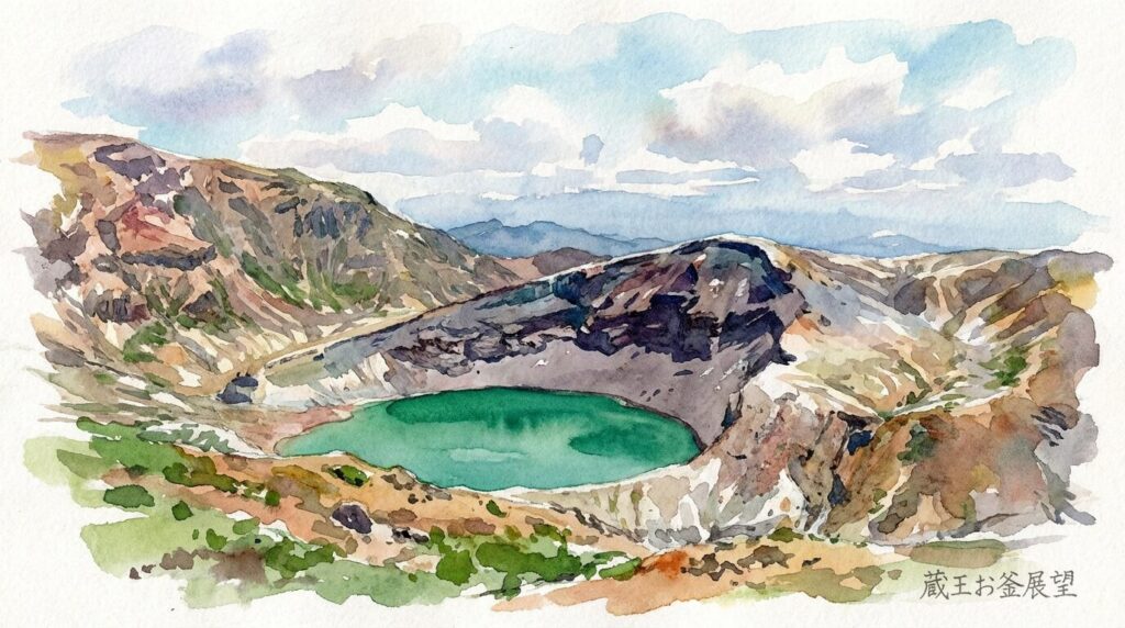 蔵王のお釜(御釜)の全景イメージ