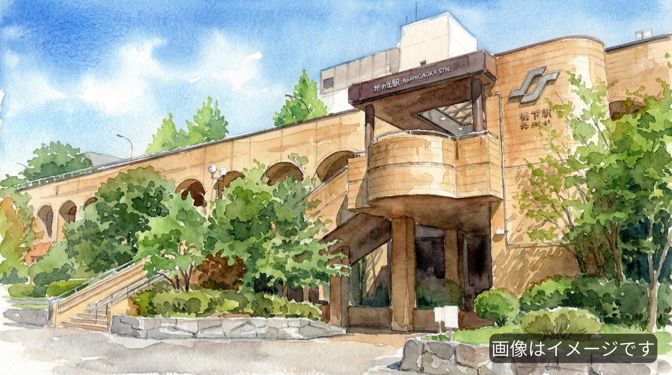 旭ヶ丘駅周辺から仙台市科学館までのイメージ（※AI生成のイメージ画像です）