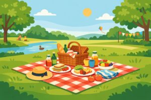 仙台の公園で芝生ピクニックを楽しむイメージ