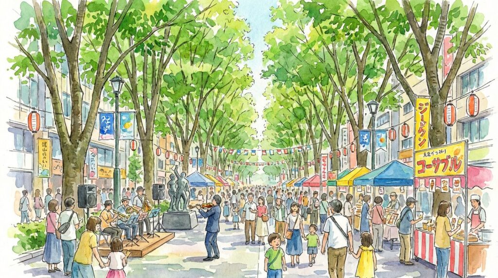 仙台七夕まつりのイメージ写真(アーケードの笹飾り)