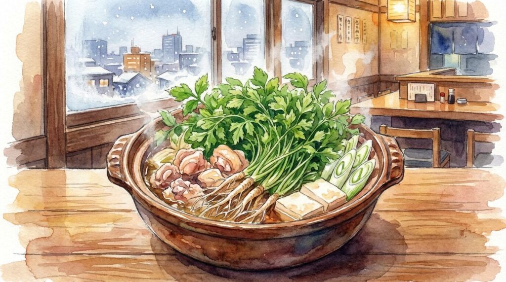 仙台駅近くで楽しむせり鍋のイメージ