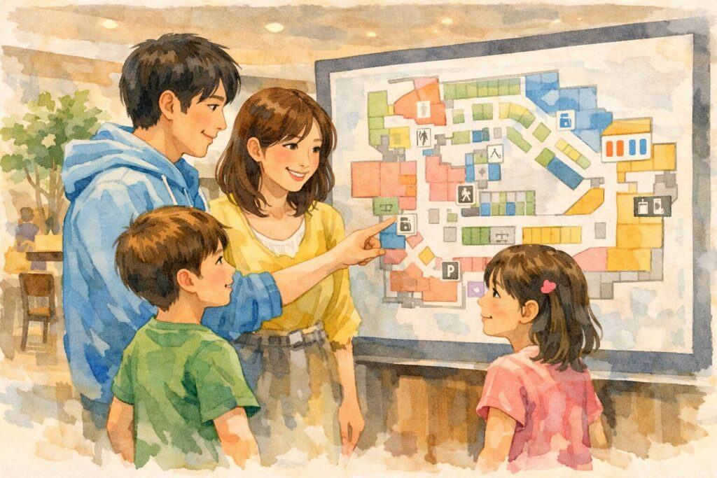 イオンモール新利府 南館と北館の位置関係を確認するイメージ