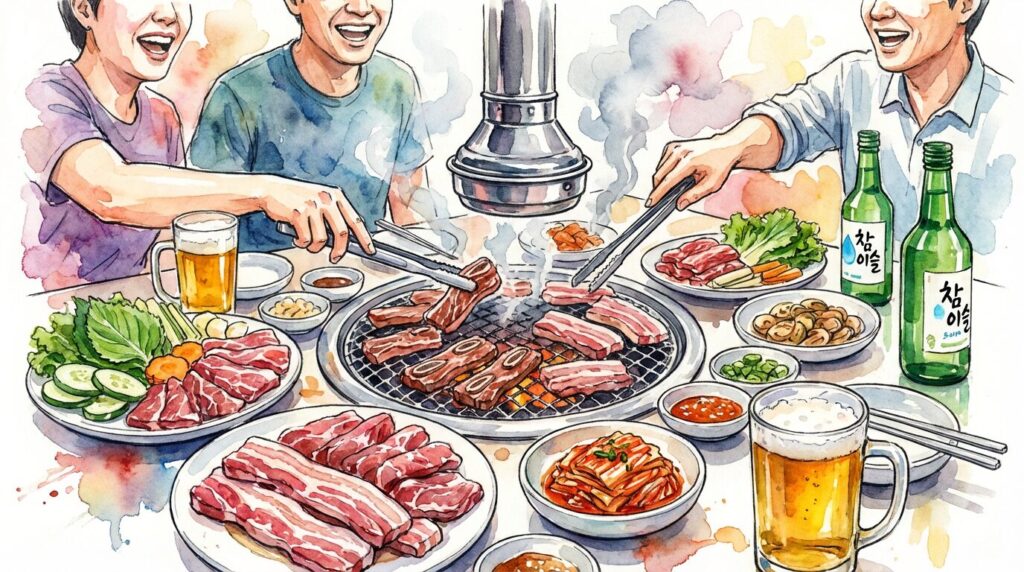 食べ放題の焼肉を楽しむイメージ