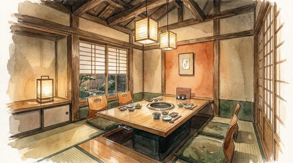 個室焼肉でゆっくり過ごすイメージ