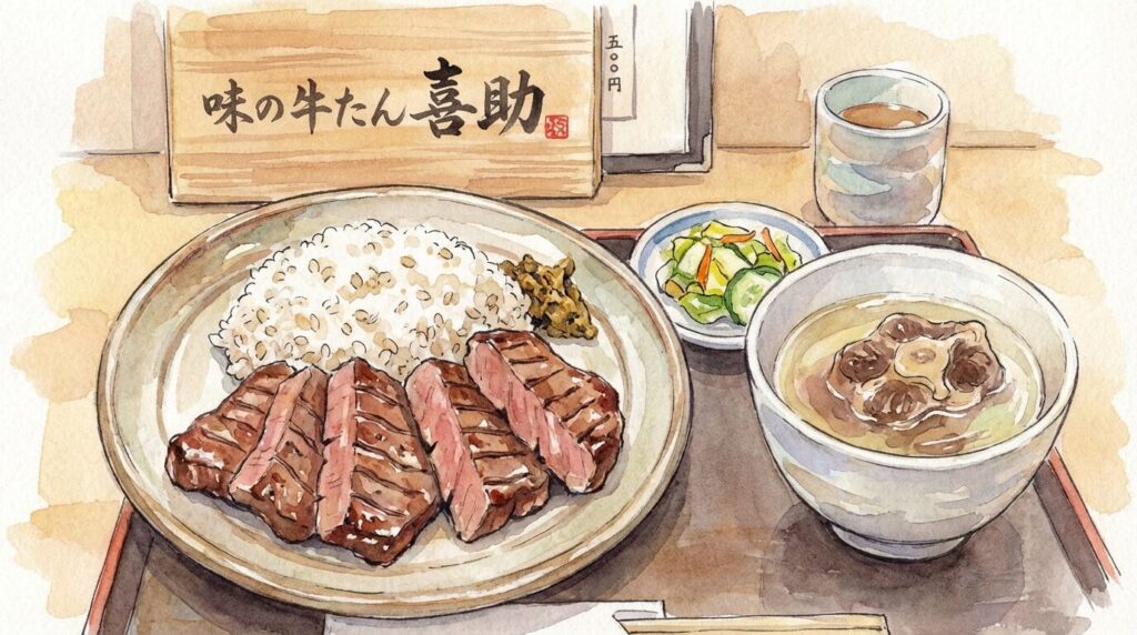 味の牛たん喜助の厚焼き牛たんをイメージした画像