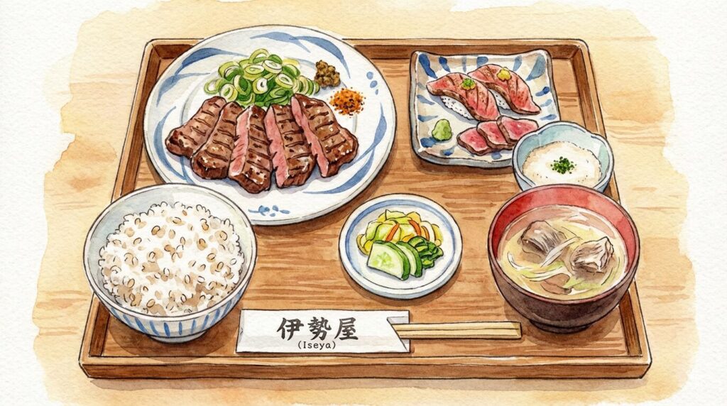 牛たんと仙台牛伊勢屋のセットメニューをイメージした画像