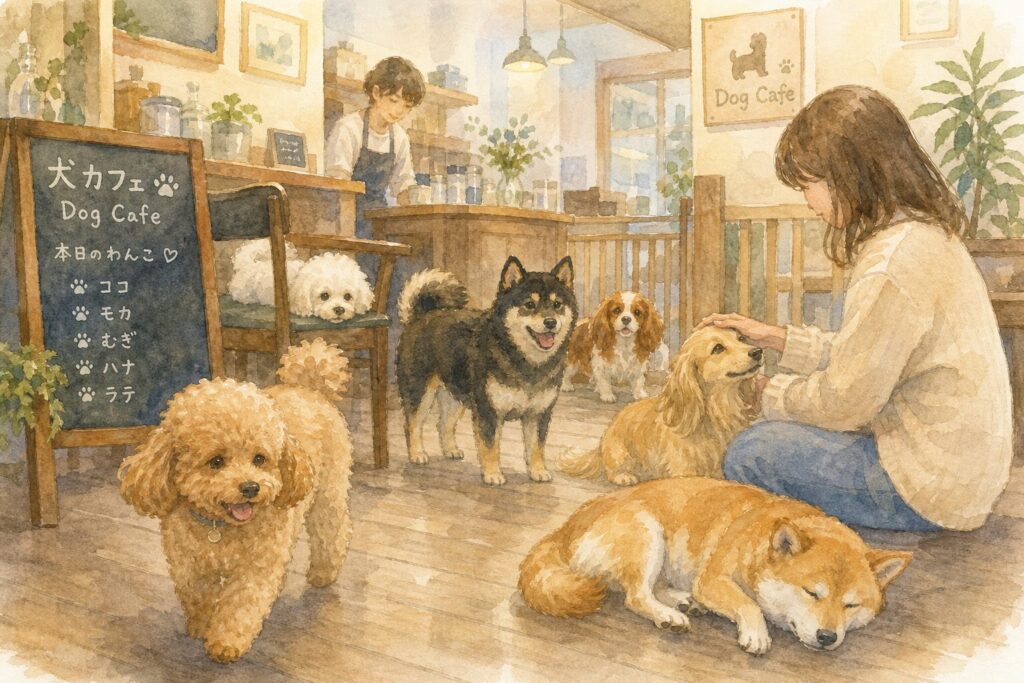 仙台の犬カフェとドッグカフェを比較するイメージ
