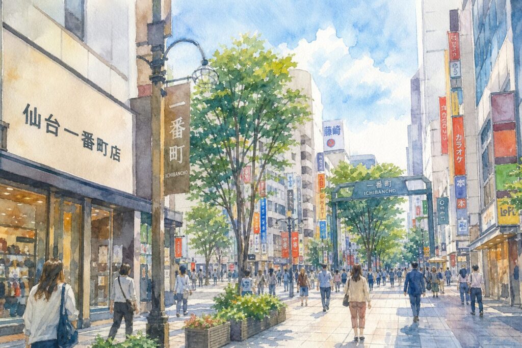 仙台一番町周辺で食事をするはま寿司利用イメージ