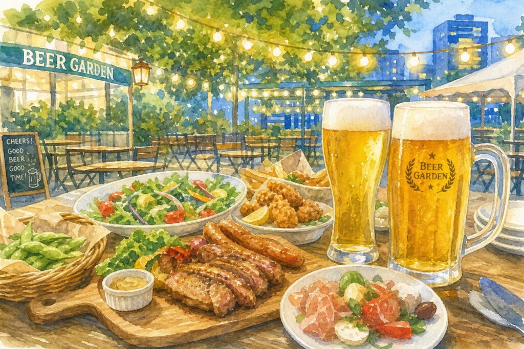 藤崎本館屋上で楽しむ百貨店ビアガーデン