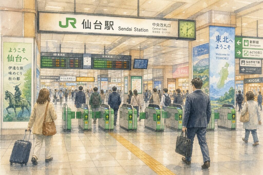 仙台駅周辺でランチ店を探す人のイメージ