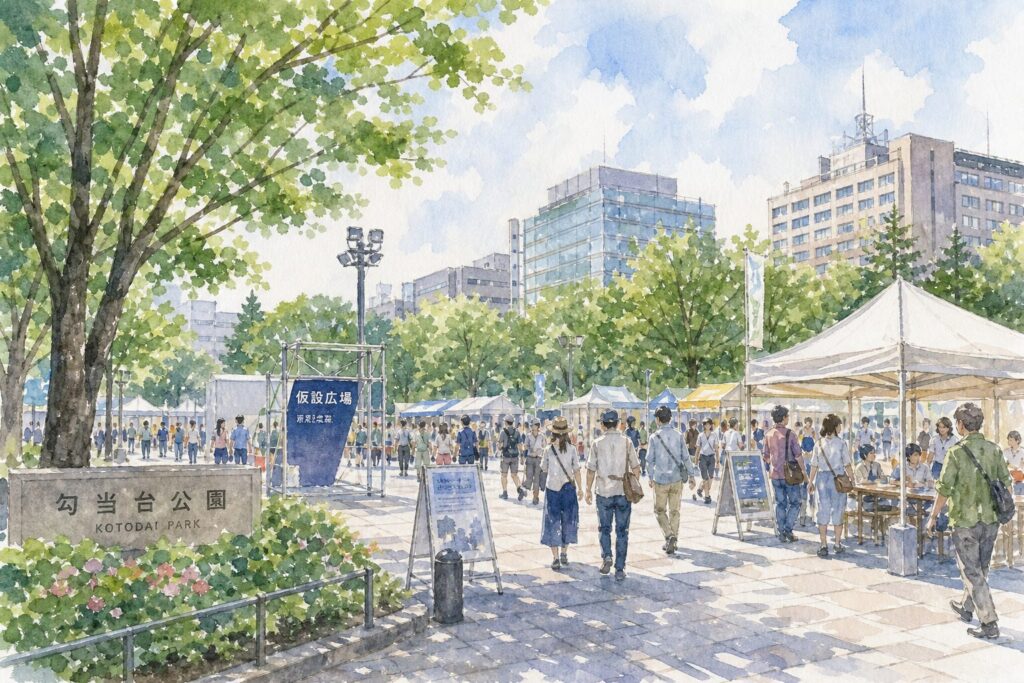 勾当台公園のイベント広場周辺のイメージ