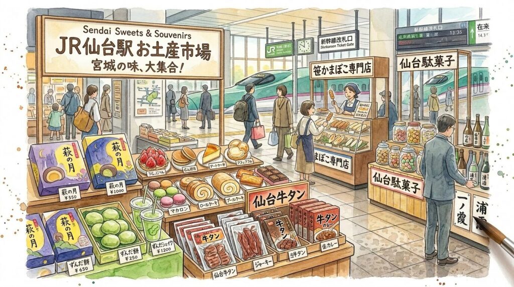 仙台駅で買える定番スイーツ土産のイメージ