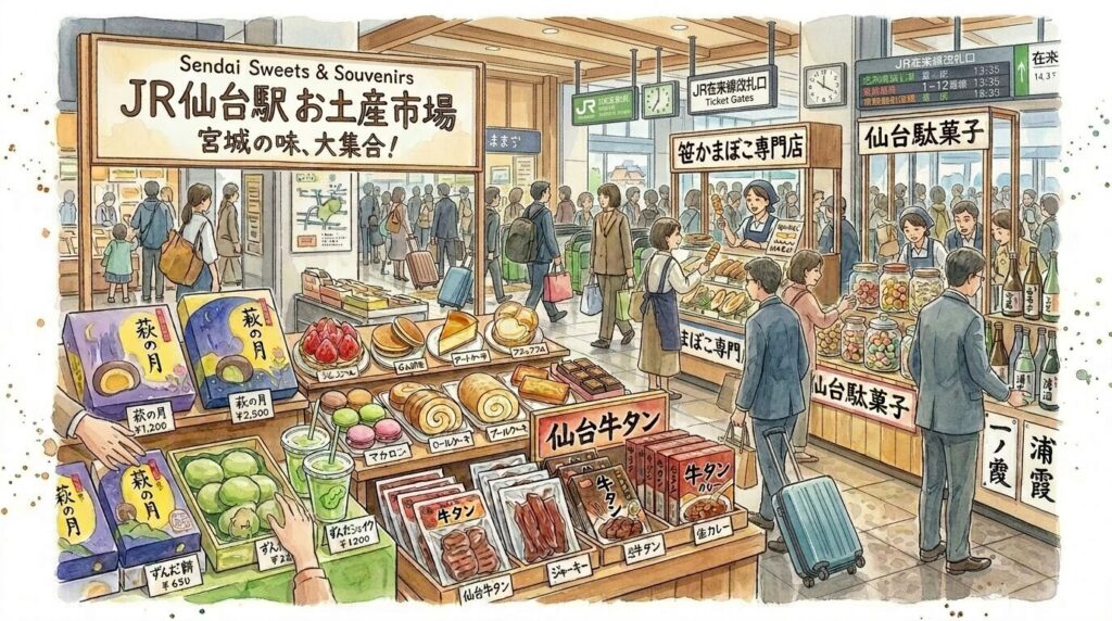 仙台駅で買えるスイーツ土産のイメージ
