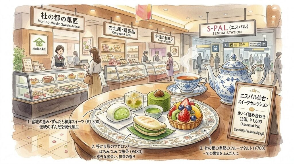 仙台駅で買えるいちご系スイーツのイメージ