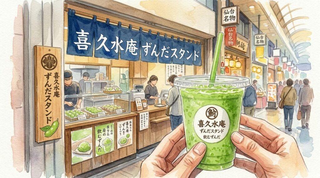 喜久水庵 ずんだスタンドのずんだスイーツを紹介するイメージ