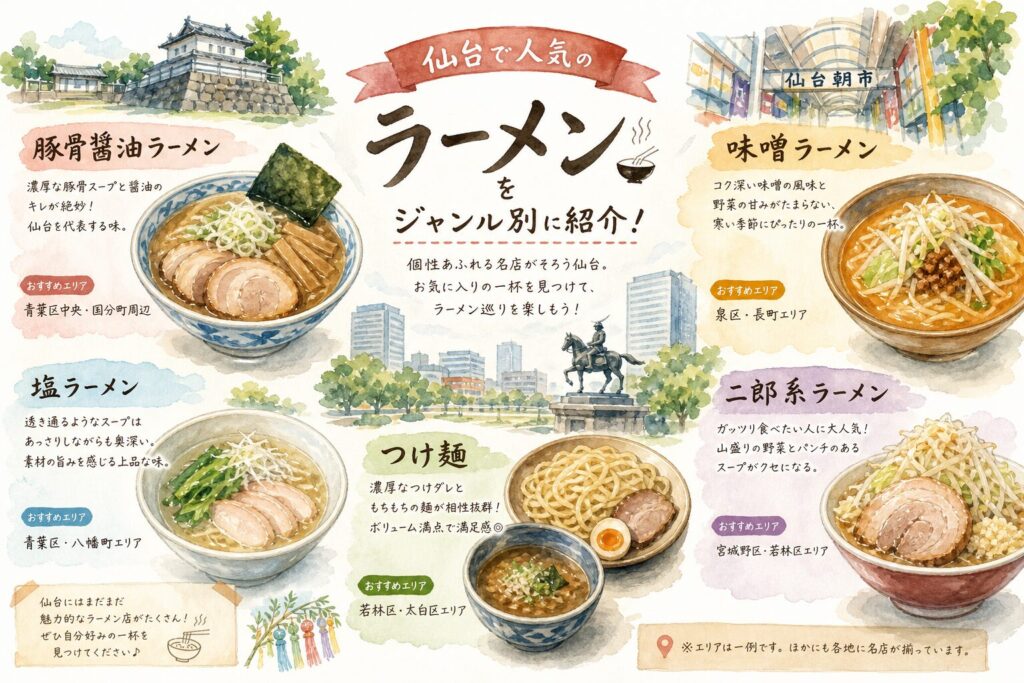 仙台でラーメンを楽しむイメージ
