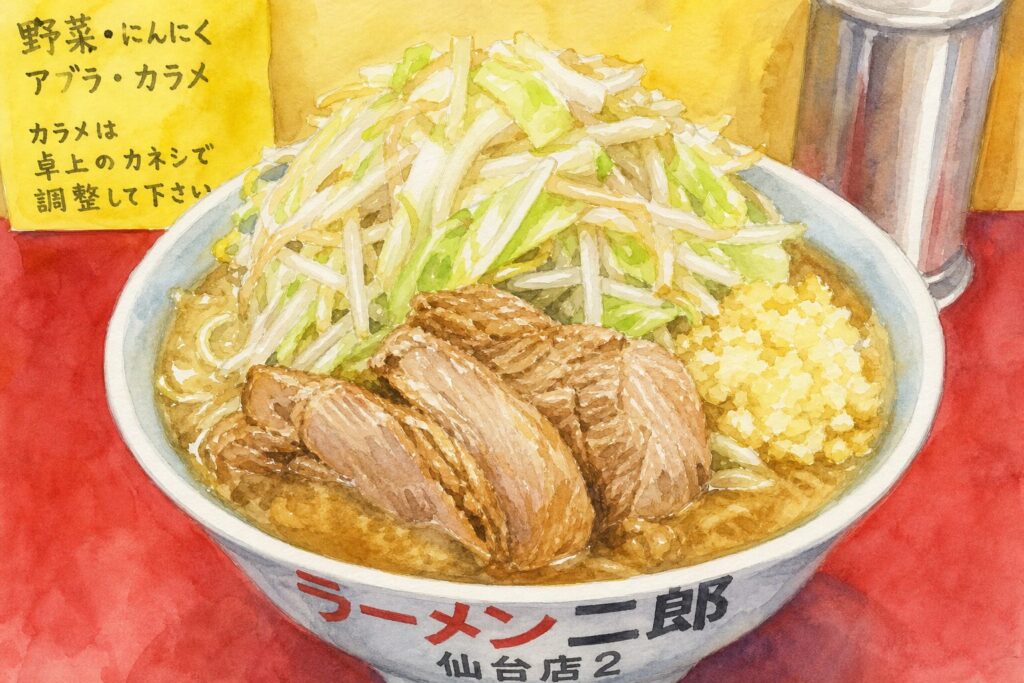 ボリュームのある太麺ラーメンのイメージ