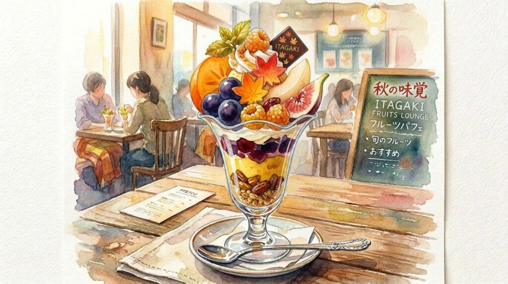 老舗果物店で楽しむフルーツパフェのイメージ