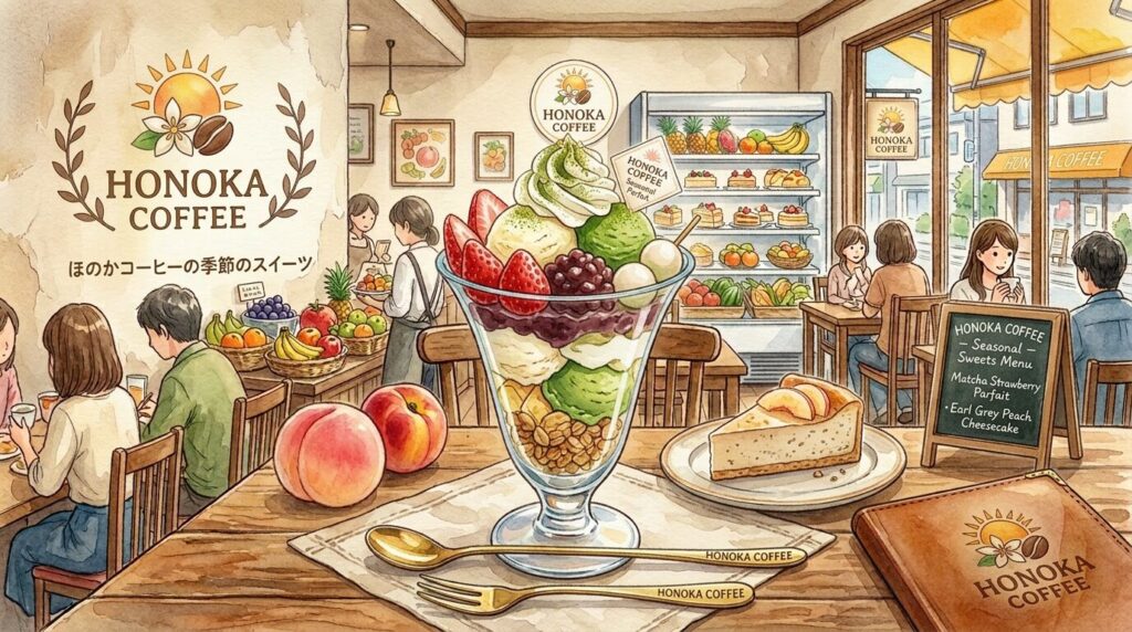 富沢でコーヒーとスイーツを楽しむカフェ時間のイメージ