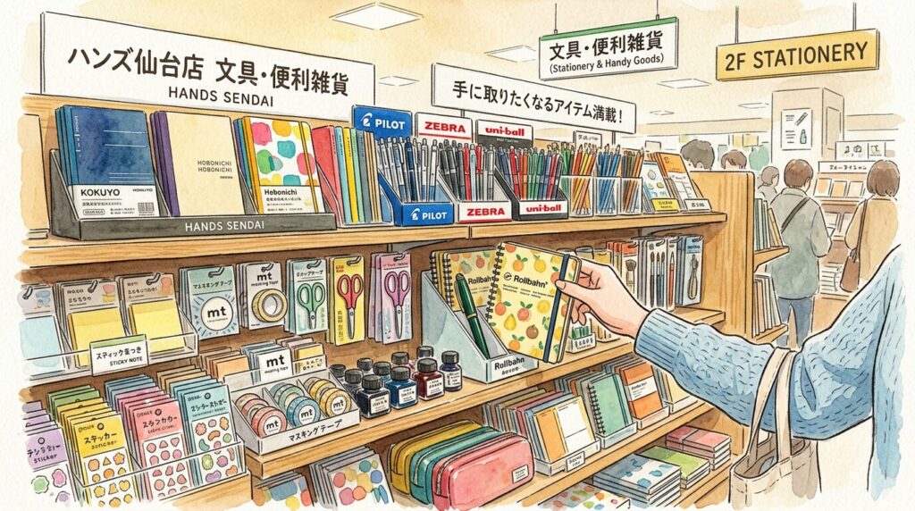 ハンズ仙台店で文具や便利雑貨を探すイメージ
