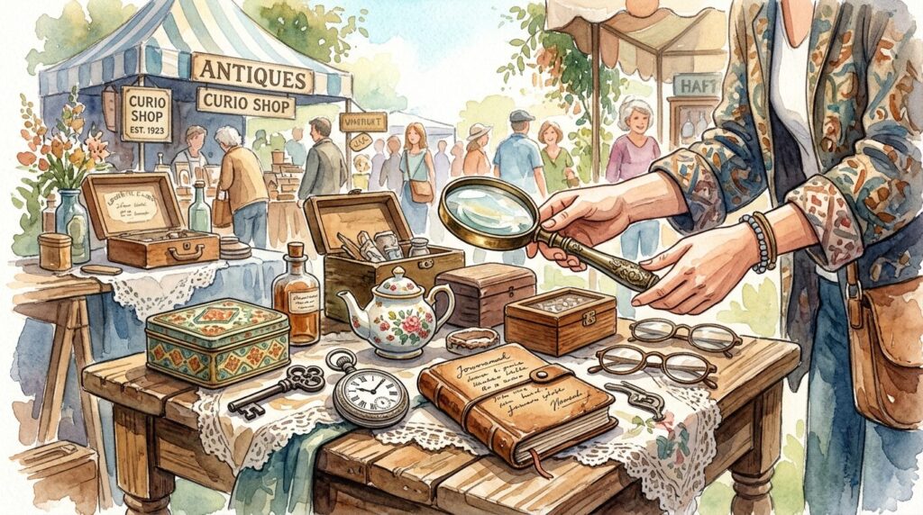 Antique Showでアンティーク雑貨やインテリア小物を探すイメージ