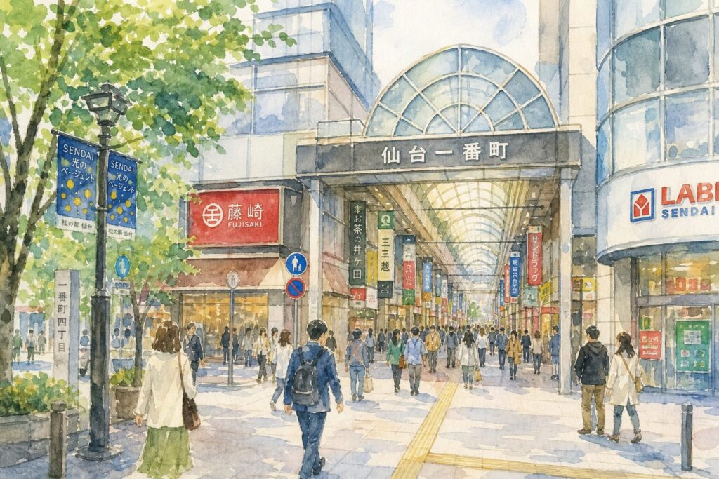 仙台一番町アーケード周辺の街歩き風景