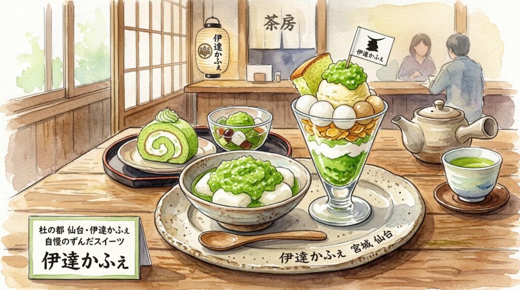 松島でずんだや和スイーツを楽しめる伊達かふぇのイメージ