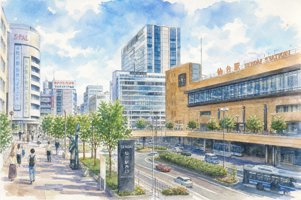 仙台駅西口・中央エリアの街並みのイメージ