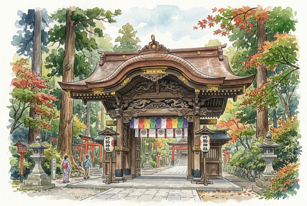 宮城県指定文化財・竹駒神社の向唐門のイメージ