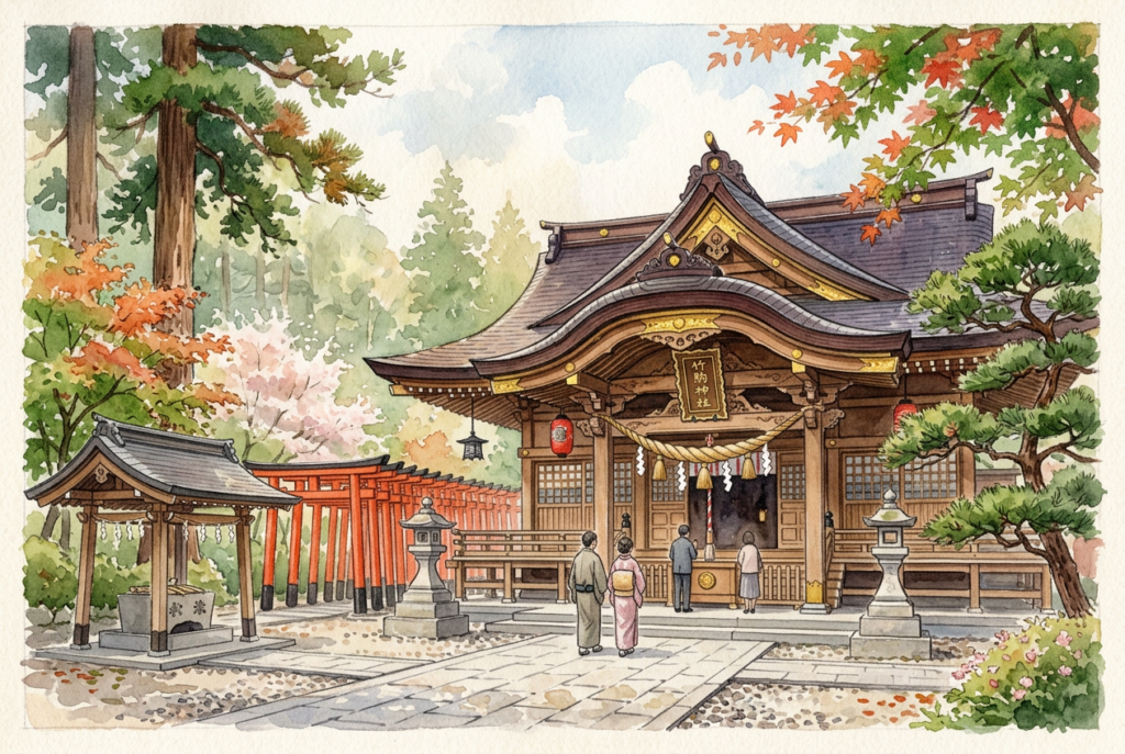 竹駒神社の社殿と拝殿のイメージ