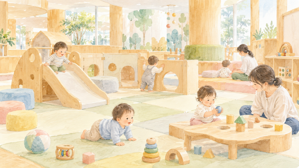感性の森の0~2歳向けベビーゾーンをイメージしたイラスト