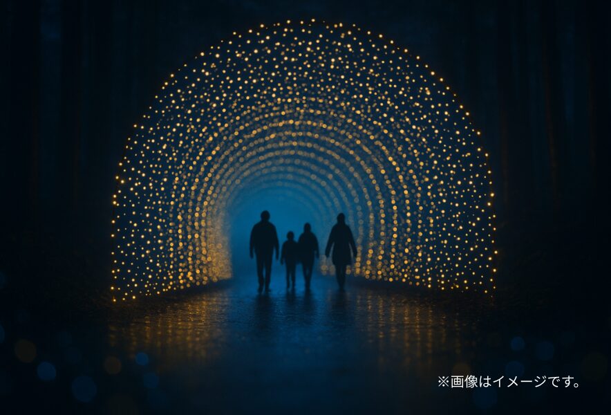 やくらいガーデン 光のトンネル 約80m(2025年・星あかり)