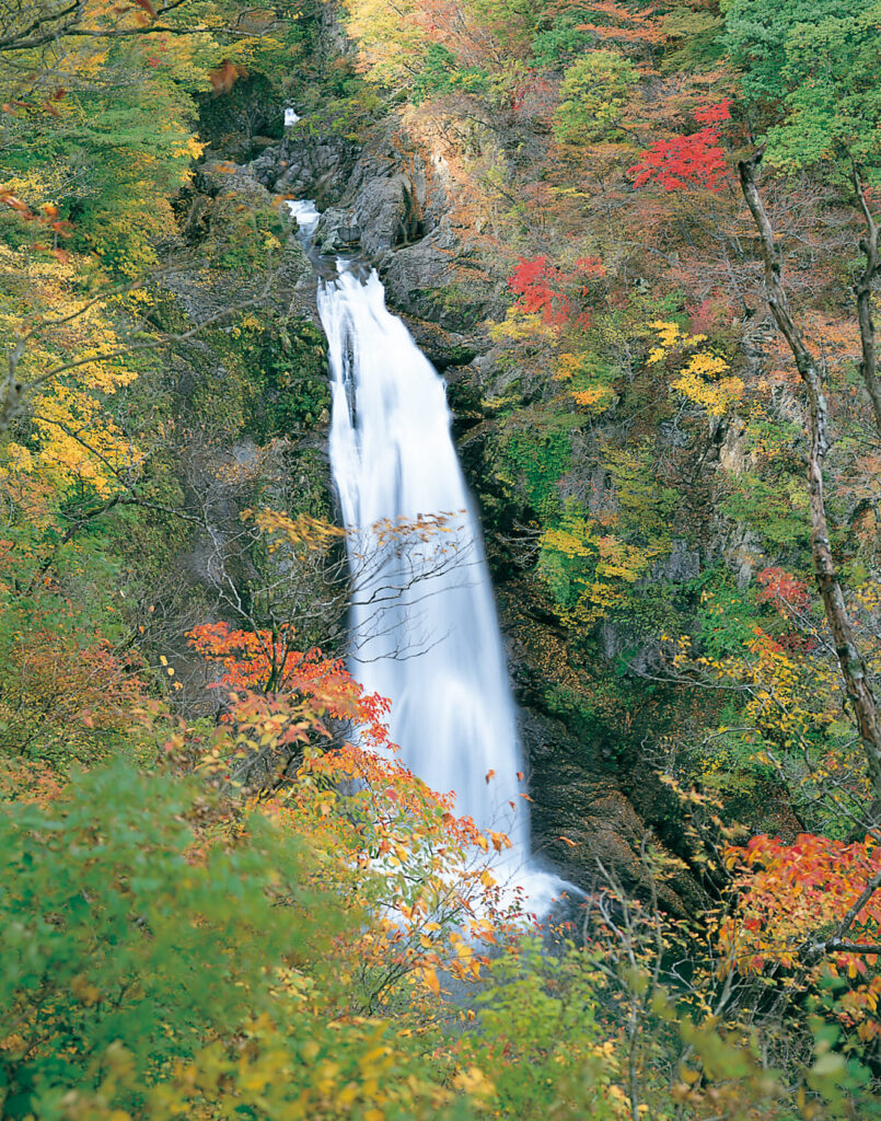 秋保大滝の滝見台から望む落差55mの名瀑