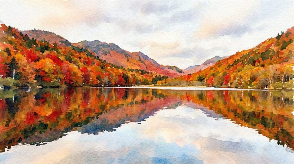 長老湖の湖畔風景