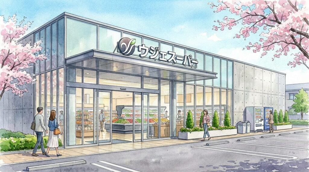 ウジエスーパーの惣菜や弁当を選ぶイメージ