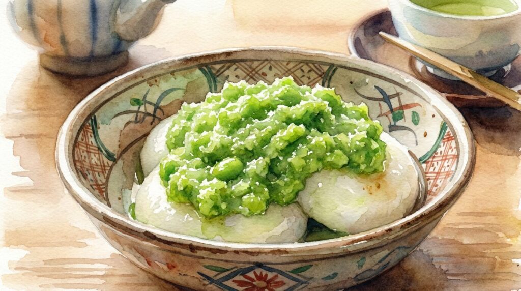 仙台名物のずんだ餅とずんだスイーツのイメージ