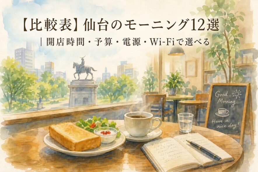 【比較表】仙台のモーニング12選｜開店時間・予算・電源・Wi-Fiで選べる