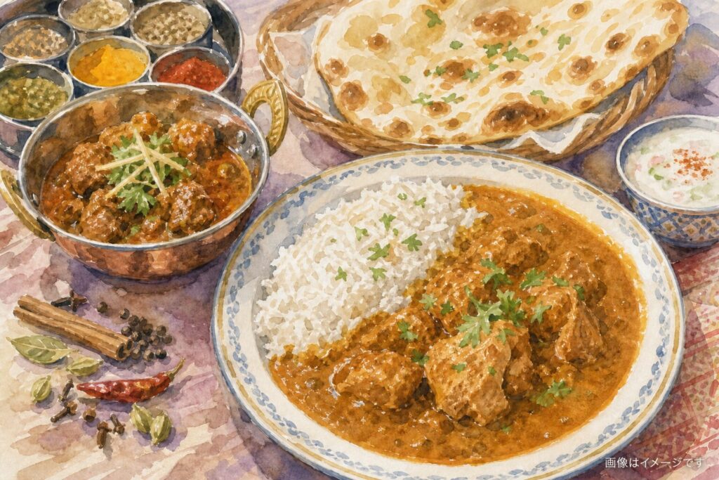 インドカレーとナンのセットのイメージ