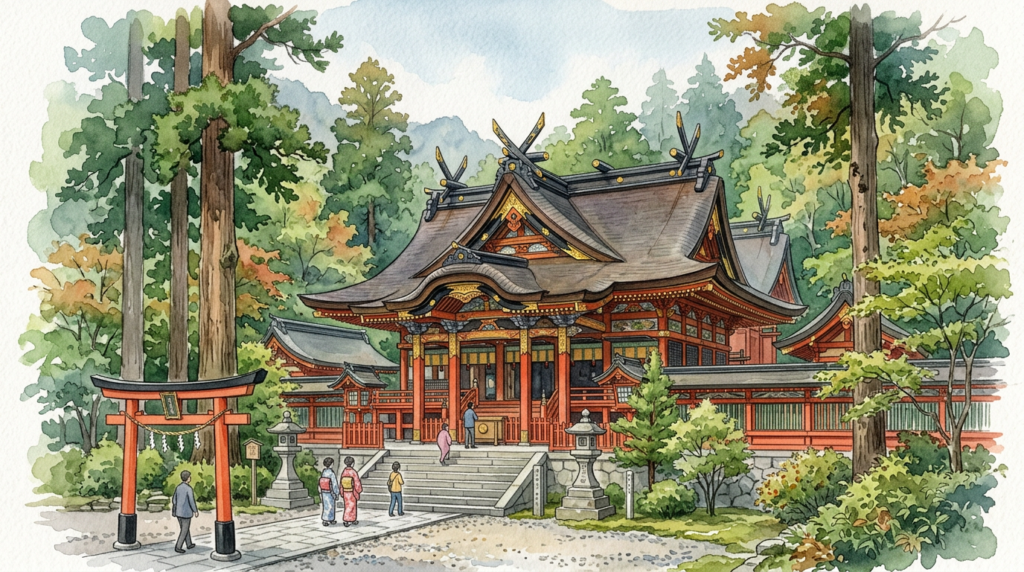 大崎八幡宮への参拝をイメージしたイラスト